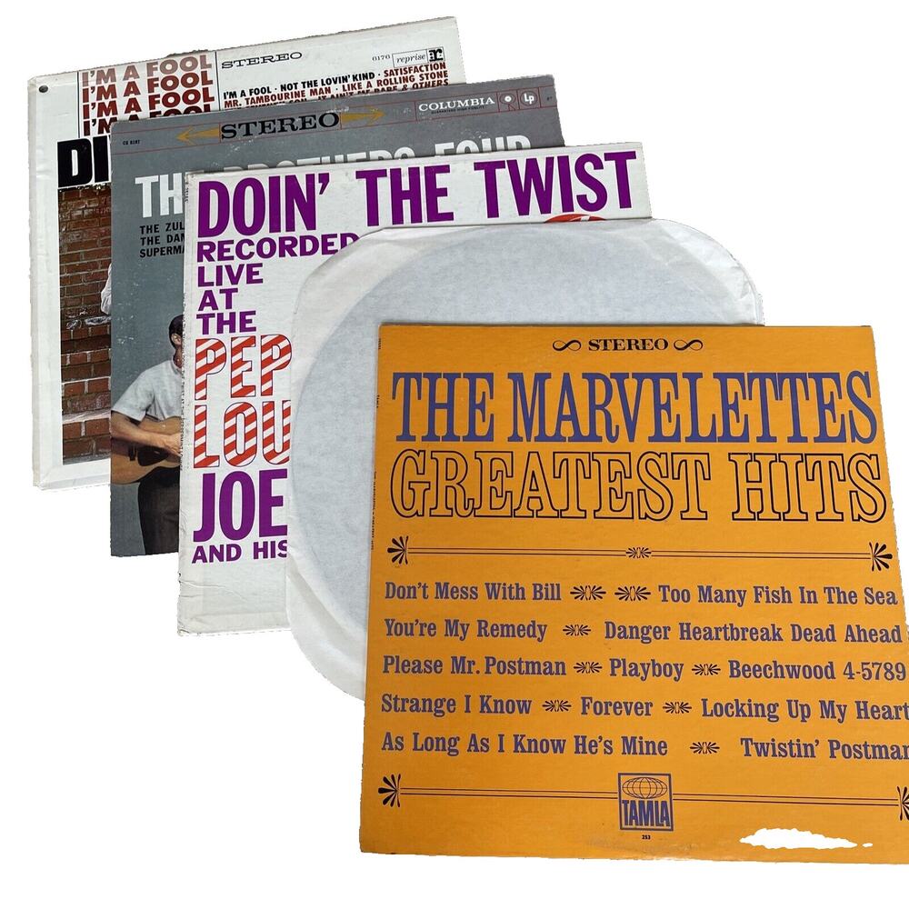 1960's Rock Vinyl LP Lot 5 albums: Mitch Ryder, Marvelettes, Brothers Four